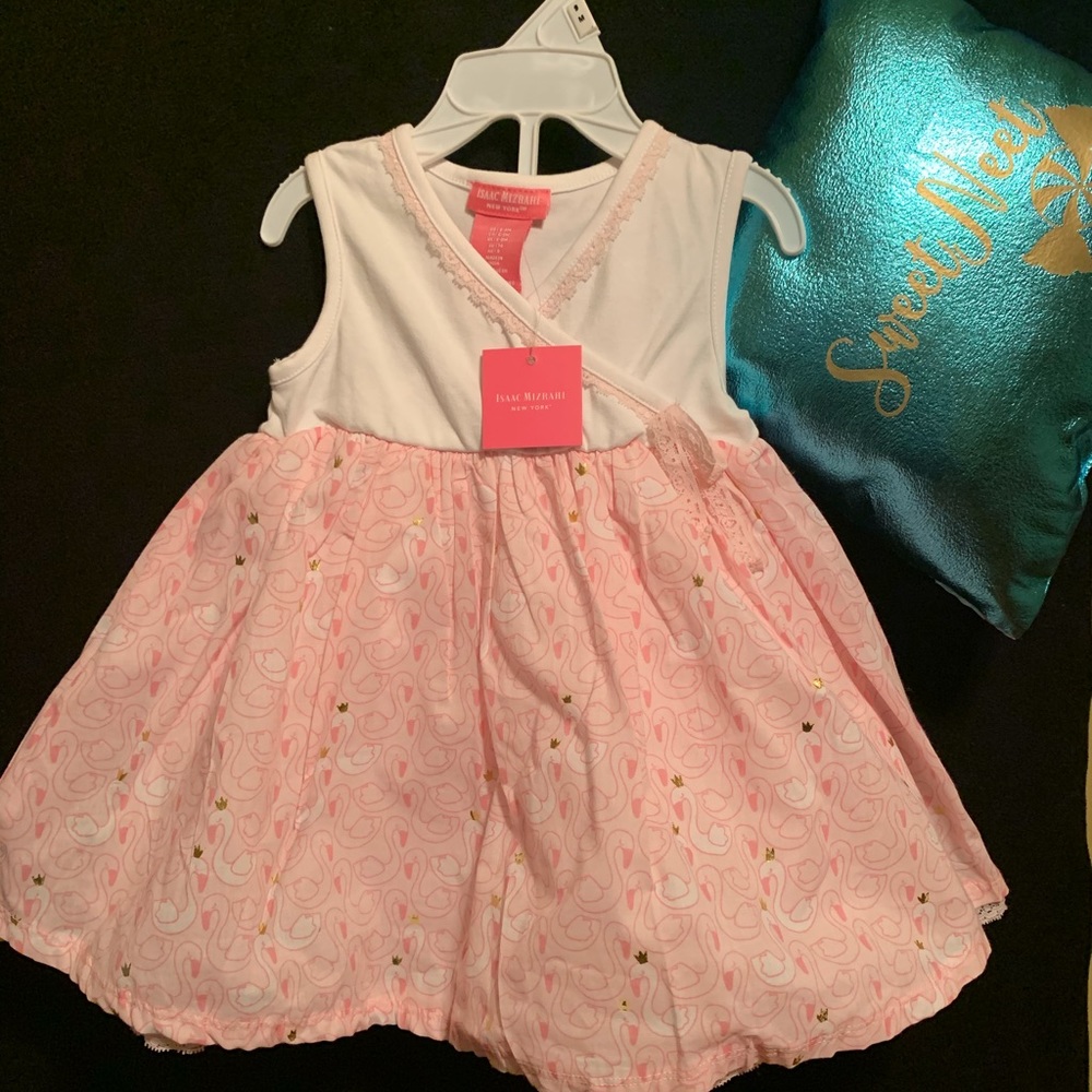 Isaac Mizrahi pink and white dress